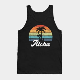 Aloha Hawaii Hawaiian Island Palm Beach Surfboard Surf Tank Top